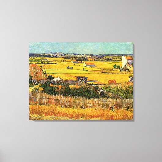 Oogst in La Crau, Montmajour door Vincent van Gogh Canvas Afdruk (Voorkant)