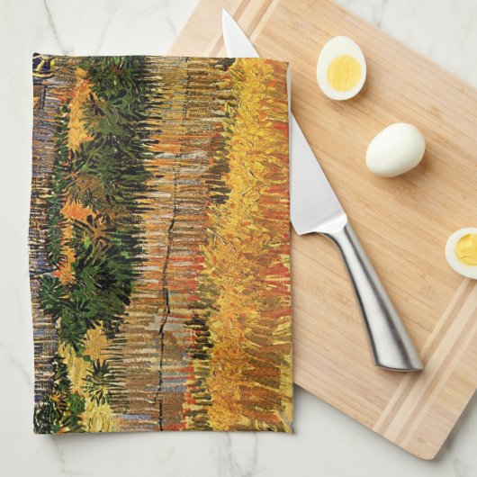 Oogst in La Crau, Montmajour door Vincent van Gogh Theedoek (Quarter Fold)