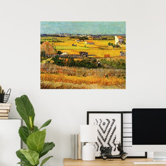 Oogst in La Crau - van Gogh Poster (Thuiskantoor)