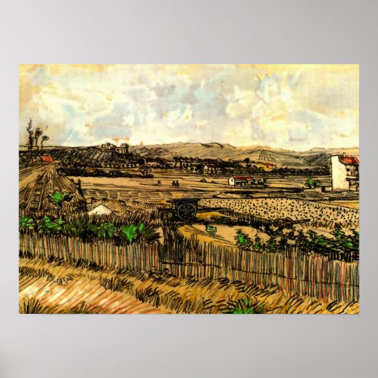 Oogst in Provence Montmajour door Vincent van Gogh Poster (Voorkant)