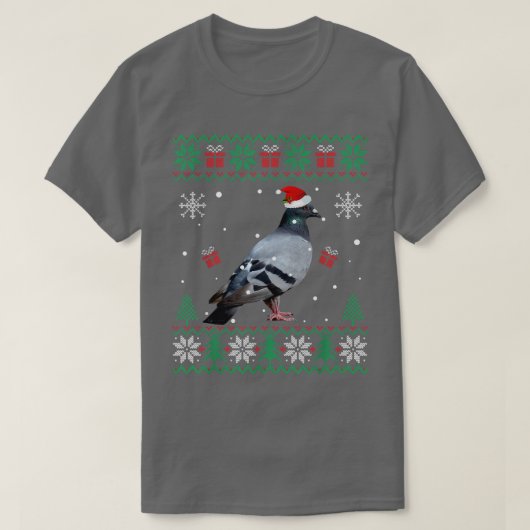Oogst-kerstvierkant met Pajama Sweater Pigeon Anim T-shirt (Design voorkant)