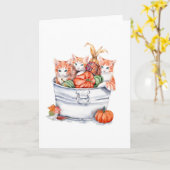 Oogst Kitten Kaart (Gele Bloem)