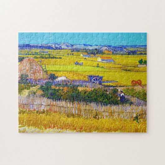 Oogst landschap met Blue Cart Vincent Van Gogh Legpuzzel (Horizontaal)