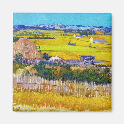 Oogst landschap met Blue Cart Vincent Van Gogh Magneet (Voorkant)