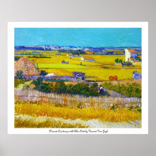 Oogst landschap met Blue Cart Vincent Van Gogh Poster