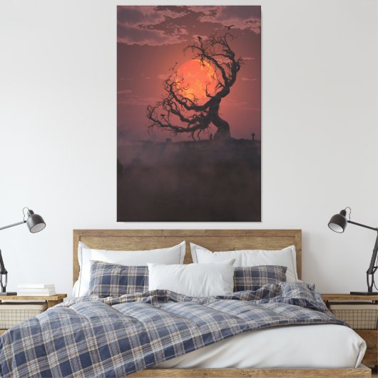 Oogst Maan (Portret) Canvas Afdruk (Insitu (Slaapkamer))