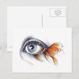 Oogst met visstaart Surreëlische tekenkunst Briefkaart