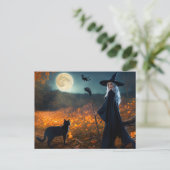 Oogst Moon Haunt: realistische Halloween scène" Briefkaart (Staand voorkant)