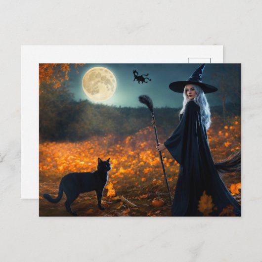 Oogst Moon Haunt: realistische Halloween scène" Briefkaart (Voorkant / Achterkant)