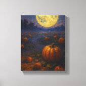 Oogst Moon Pumpkin Field - Herfst Halloween Canvas Afdruk (Voorkant)