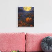 Oogst Moon Pumpkin Field - Herfst Halloween Canvas Afdruk (Insitu (Woonkamer))