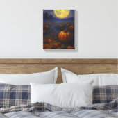 Oogst Moon Pumpkin Field - Herfst Halloween Canvas Afdruk (Insitu (Slaapkamer))