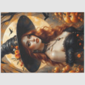Oogst Moon Witch met pompoenen en Herfst Rozen Tissuepapier (Voorkant)