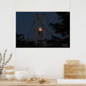 Oogst Moonrise over het Amerikaanse vlag Poster (Keuken)