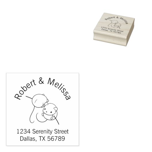 Oogst Muis, Paar of Mice Couple Address Rubberstempel (Gestempeld)