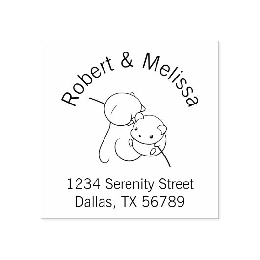 Oogst Muis, Paar of Mice Couple Address Rubberstempel (Afrduk)
