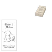 Oogst Muis, Paar of Mice op Stalk Address Rubberstempel (Gestempeld)
