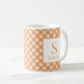 Oogst Oranje Plaid Aangepaste Naam Initiele Mok (Voorkant rechts)