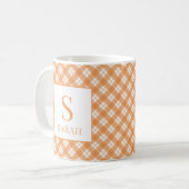 Oogst Oranje Plaid Aangepaste Naam Initiele Mok (Voorkant links)