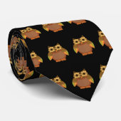 Oogst Owl - Brown Stropdas (Opgerold)