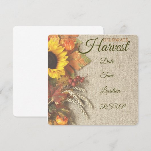 Oogst-partijuitnodiging Kaart (Voorkant / Achterkant)