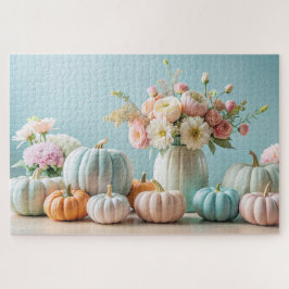 Oogst Pastelkleurige Pompoenen en Bloemstukken Legpuzzel