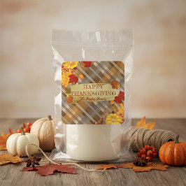 Oogst Plaid Pompoenen en Loof Thanksgiving Vierkante Sticker