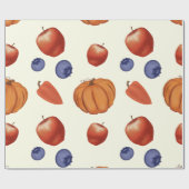 Oogst pompoen en peper, bessen en appels. cadeaupapier (Vlak)