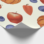 Oogst pompoen en peper, bessen en appels. cadeaupapier (Hoek)