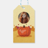 Oogst Pompoen Kinder Foto Herfst Cadeaubijsluiter Cadeaulabel (Achterkant)