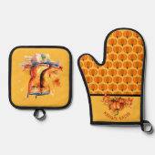 Oogst Pompoen Patch - Herfst Regen Laarzen Ovenwant & Pannenlap Set (Voorkant)