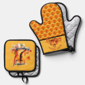 Oogst Pompoen Patch - Herfst Regen Laarzen Ovenwant & Pannenlap Set (Voorkant / Achterkant)