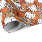 Oogst Pompoen Patchwork  Patroon Cadeaupapier (Rol Hoek)