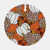Oogst Pompoen Patchwork Patroon Glas Ornament (Achterkant)