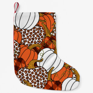 Oogst Pompoen Patchwork Patroon Kleine Kerstsok
