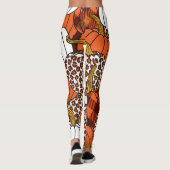 Oogst Pompoen Patchwork  Patroon Leggings (Achterkant)