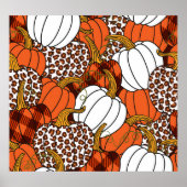 Oogst Pompoen Patchwork  Patroon Poster (Voorkant)