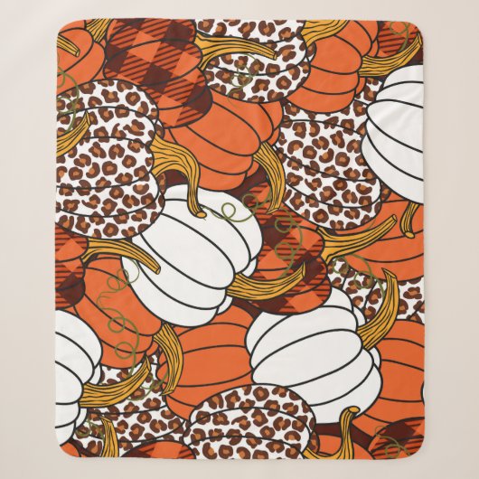 Oogst Pompoen Patchwork Patroon Sherpa Deken (Voorkant)