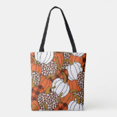Oogst Pompoen Patchwork Patroon Tote Bag (Achterkant)