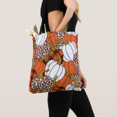 Oogst Pompoen Patchwork Patroon Tote Bag (Dichtbij)