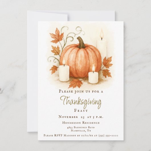 Oogst Pompoen Thanksgiving Diner | Wit Kaart (Voorkant)