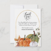 Oogst Pompoen Thanksgiving Thema Vrijgezellenfeest Bedankkaart (Voorkant)