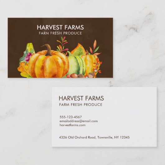 Oogst pompoenen, bladeren en groenten visitekaartje (Voorkant / Achterkant)