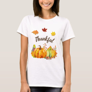 Oogst pompoenen, bladeren en olievlekken Thankful T-shirt