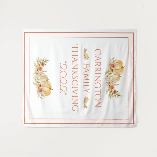 Oogst Pompoenen Bloemige Waterverf  Wandkleed (Voorkant (horizontaal))