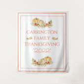 Oogst Pompoenen Bloemige Waterverf  Wandkleed (Voorkant)