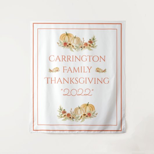 Oogst Pompoenen Bloemige Waterverf  Wandkleed (Voorkant)