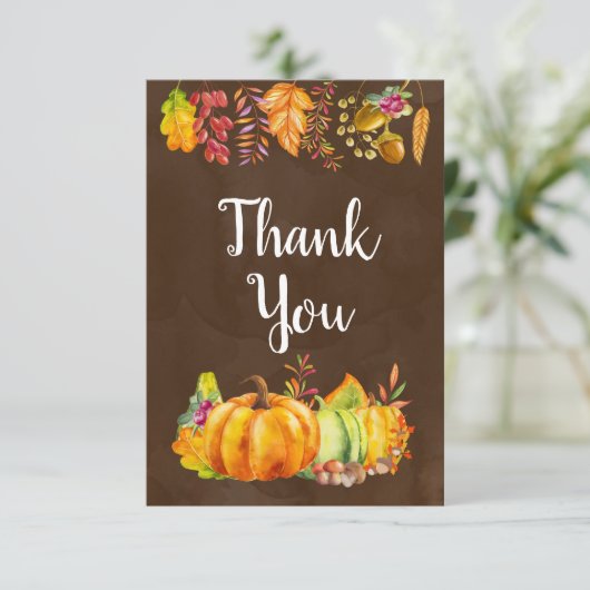 Oogst pompoenen en herfst bladeren grens Bedankt (Staand voorkant)