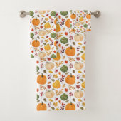 Oogst pompoenen en herfst bladeren patroon bad handdoek (Insitu)