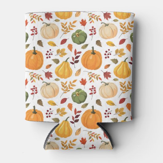 Oogst pompoenen en herfst bladeren patroon blikjeskoeler (Voorkant)